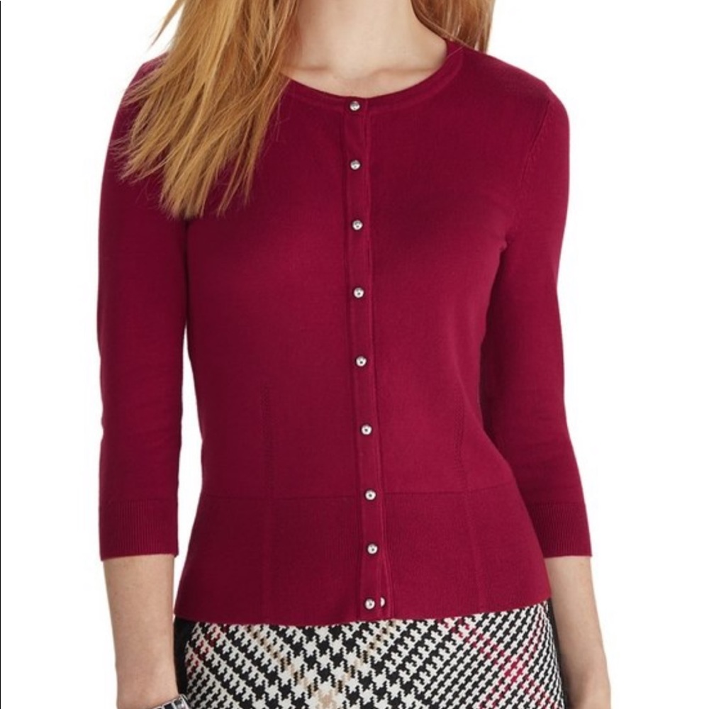 WHITE HOUSE BLACK MARKET EUC Deep Red Cardigan Sm